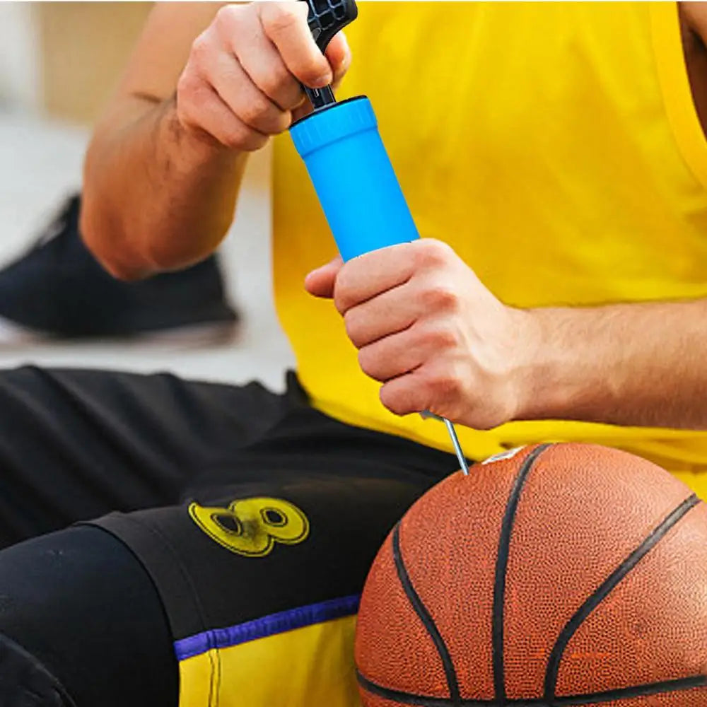 “Puff-n-Play” Pocket Air Pump – Quick-Fill Manual Pump for Basketballs, Soccer Balls & More (Blue)