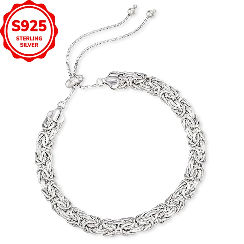 Imperial Pulse S925 Silver Byzantine Chain | Italian Rock Royalty Bracelet For Men & Women ⚡