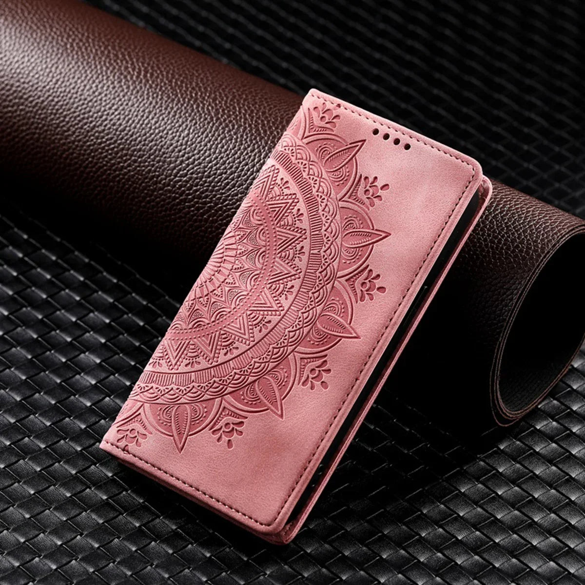 Embossed Totem Wallet Case with Card Slots for iPhone 16 15 14 13 12 11 Pro Max 13 Pro X XR 7 8 Plus Magnetic Leather Flip Cover