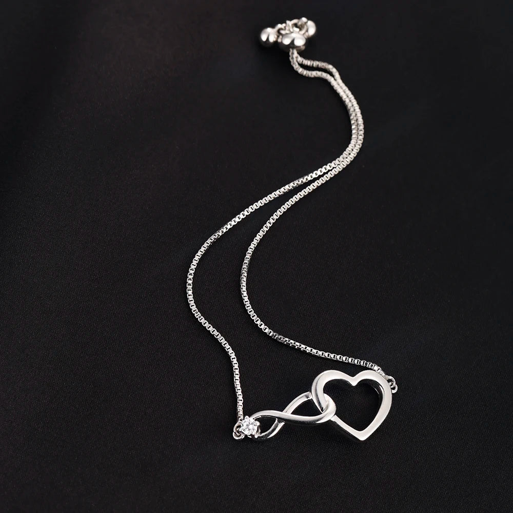 ForeverBound 925 Sterling Silver Heart Bracelet | Luxury Crystal Infinity Charm For Endless Love 💎