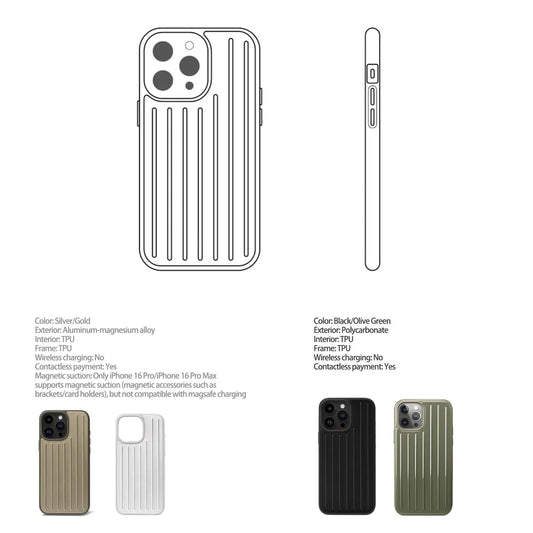 Minimalist Luxury Case for iPhone 16 Pro Max/15 ProMax/15Pro/16Pro Aluminum Shockproof Protective Case with Gift Box Packaging