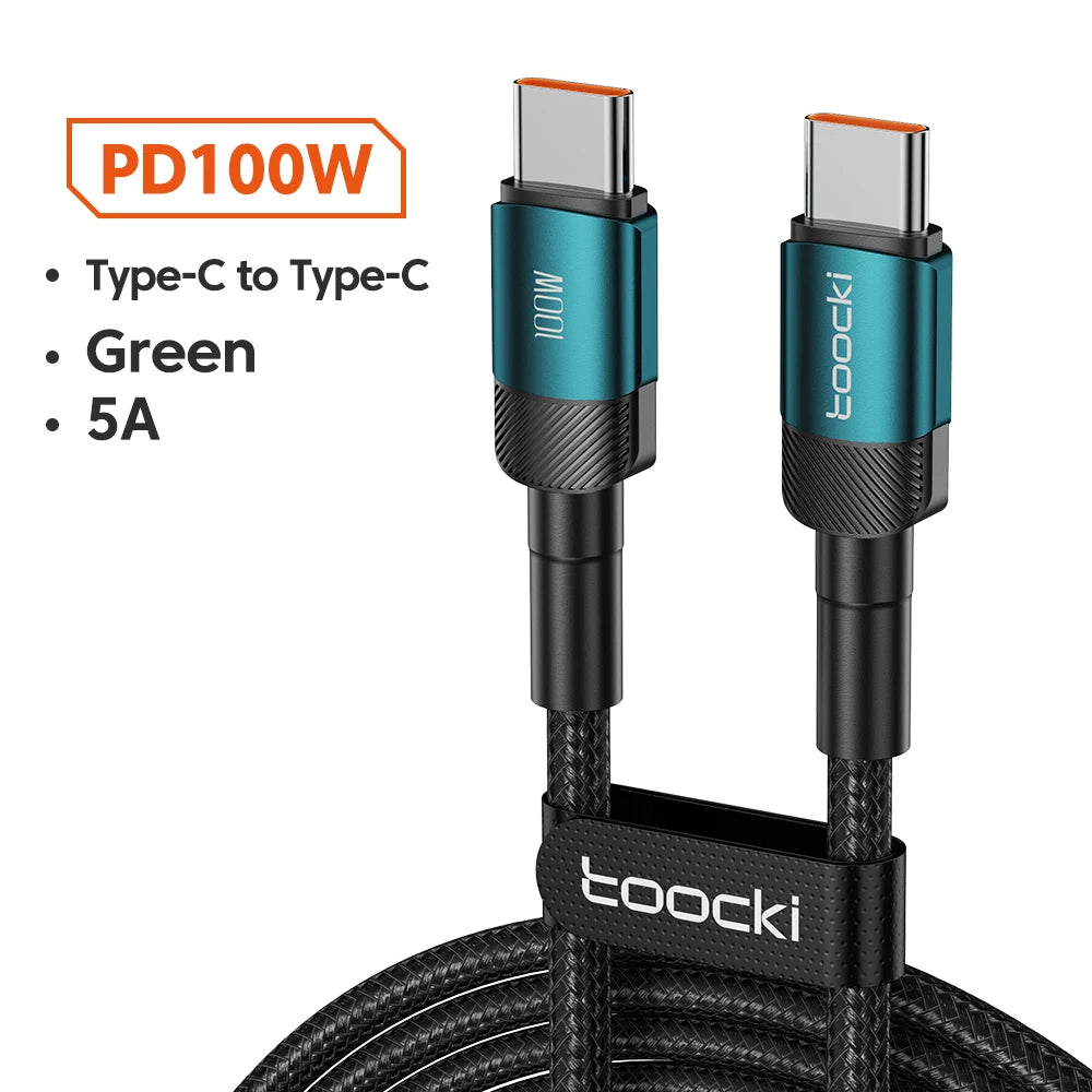 Toocki 100W Type C to USB C Cable PD 3.0 Quick Charge 4.0 Fast Charging Type C to Type C for iPhone 15 Macbook Samsung Xiaomi - THOOBO!