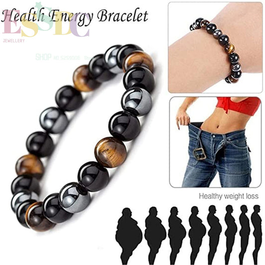Tiger Eye & Hematite Energy Bracelet – Magnetic Healing Beads for Strength, Balance & Happy Vibes ✨