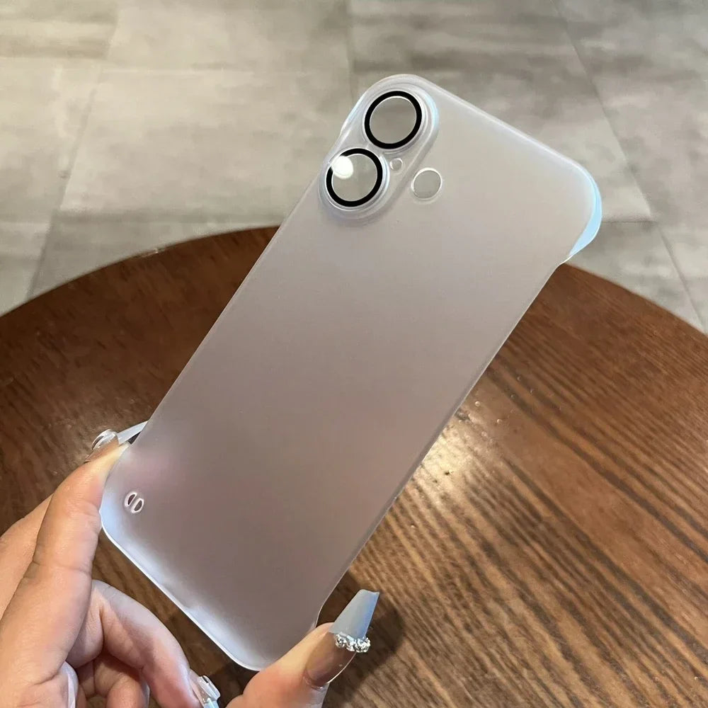 Broderless Case for iPhone 16 Ultra Thin Slim Matte PC Cover for iPhone 11 12 13 14 15 Pro Max 16 Plus Glass Camera Protector
