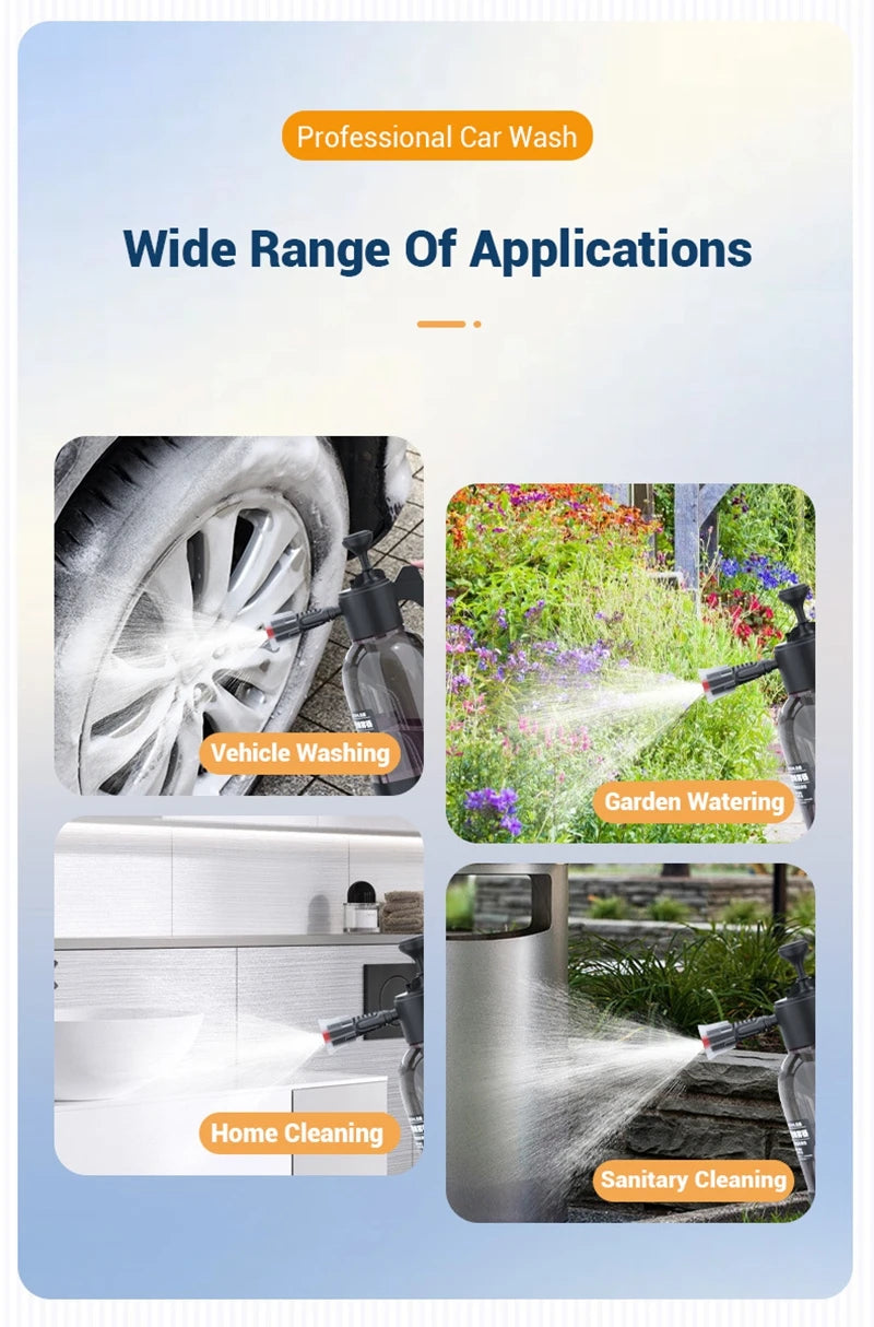 2L Car Wash Spray Bottle Foam Wash Sprayer Hand Pump Foam Sprayer Car Air Pressure Spray Washer Nozzle Can Auto Window Cleaning - THOOBO!