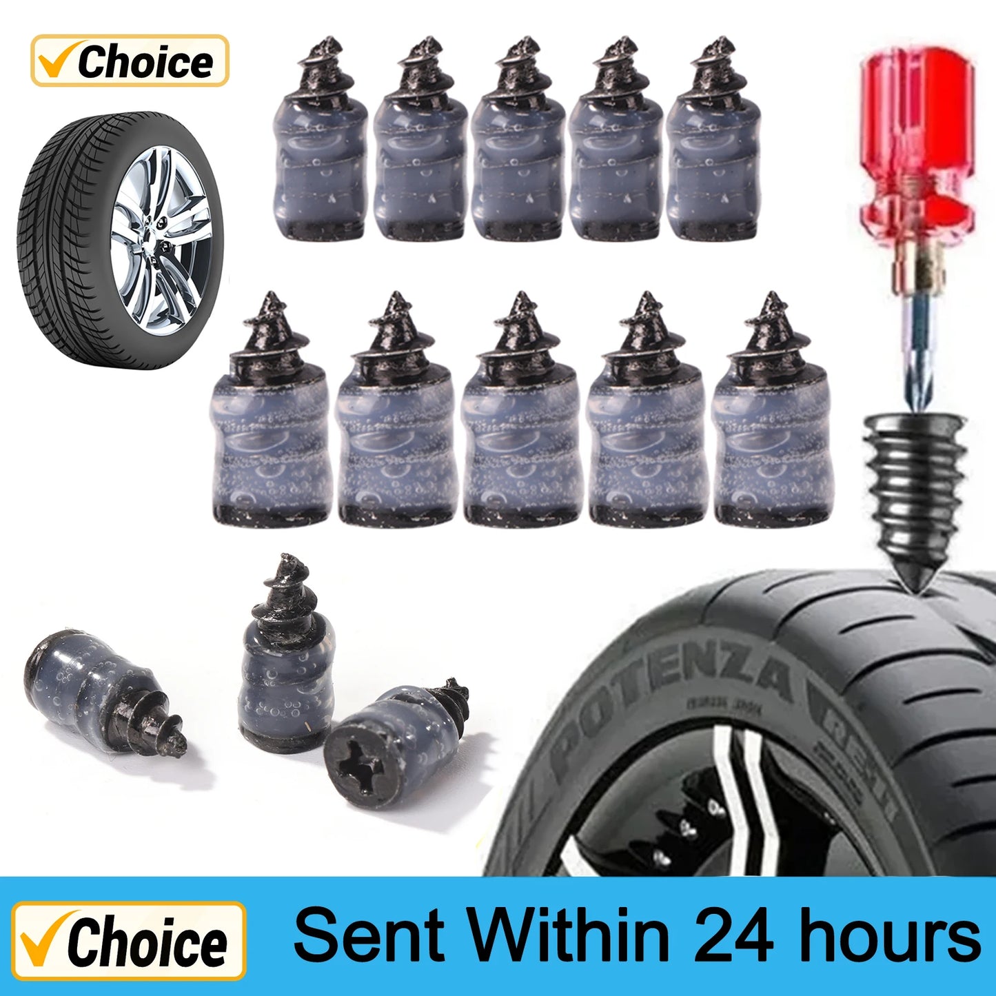 Tire Puncture Repair Nails for Car Motorcycle Scooter Bike Vacuum Tyre Repairing Rubber Metal Nail Set Car Tire Accessories - THOOBO!
