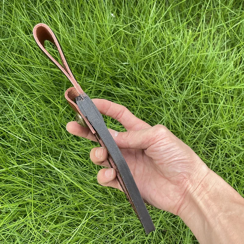 Ironhide EdgeGuard Leather Knife Sheath — Handcrafted Cowhide Belt Sheath with Buckle Pocket for Everyday Carry