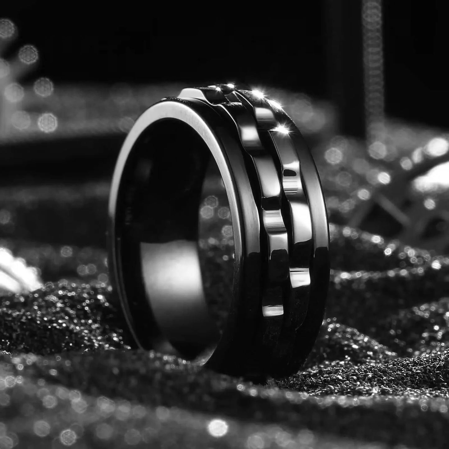 GearFury Chain-Spin Ring — Titanium Steel Grind, Zero-Noise Focus, 8mm Biker Cool (BT*8019)