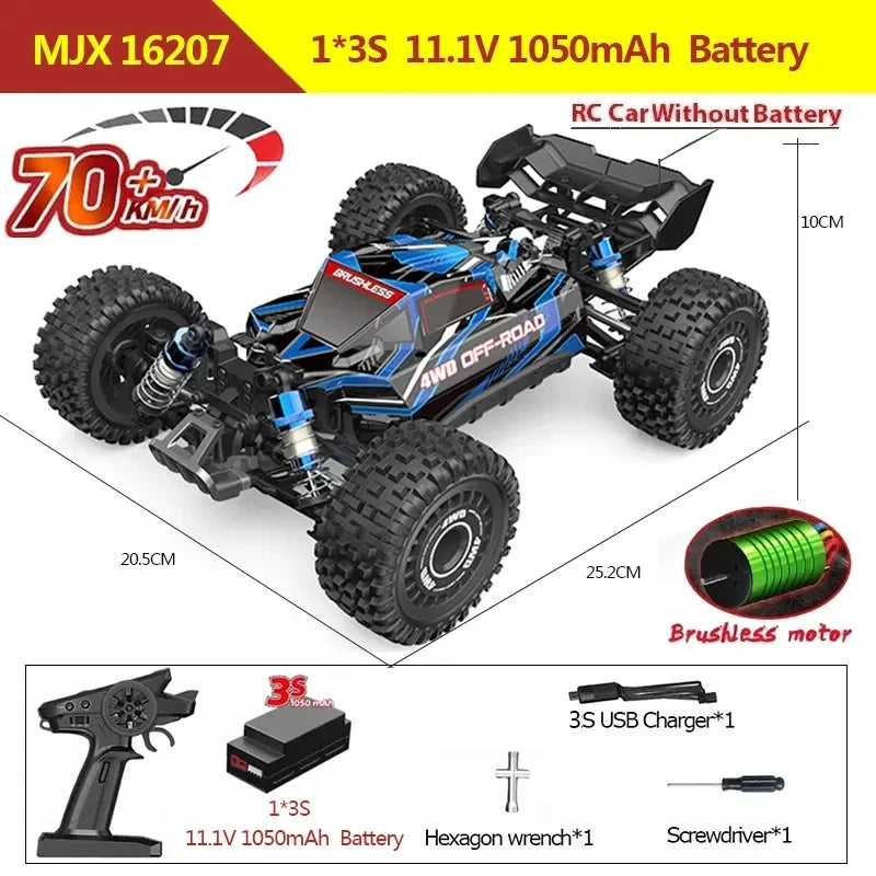 Hyper Go MJX 16209 16207 16208 16210 1/16 4WD RC Car 70KM/H Brushless  RC Racing Car Remote Control Cars Off-Road Truck Toys