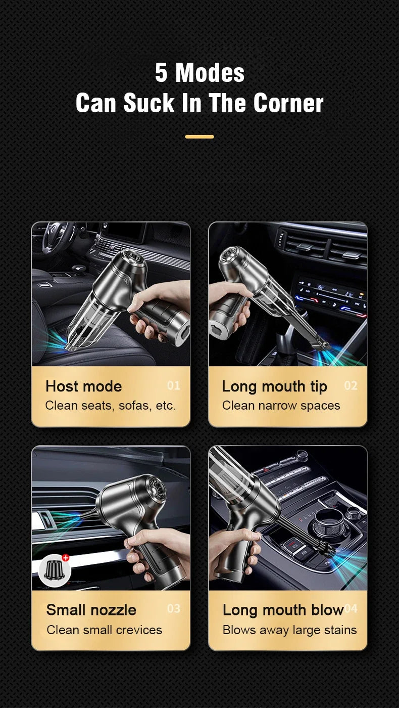 EAFC Brushless Cordless Car & Home Mini Vacuum With Built-In Power and 12,000Pa Smile-Sucking Force