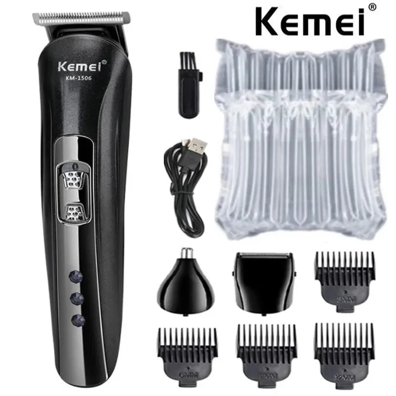 ⚡️Kemei KM-1506 – The 3-in-1 Electric Grooming Beast for Face, Fuzz & Flair | USB Rechargeable Precision Trimmer