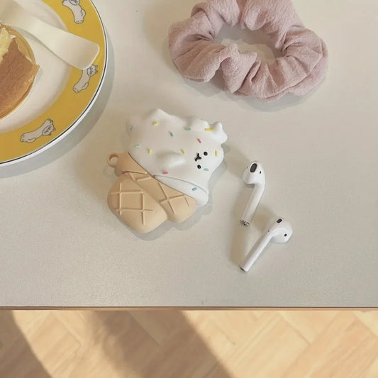 Cute Melting Ice Cream Headphone Protective Case Silicone Material Suitable for AirPods 1/2/3/Pro/Pro2 Headphone Protective Case