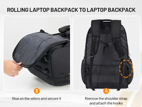 OIWAS AeroRoll 20" Convertible Trolley Backpack — Waterproof Business & Travel Carry-On with Laptop Compartment