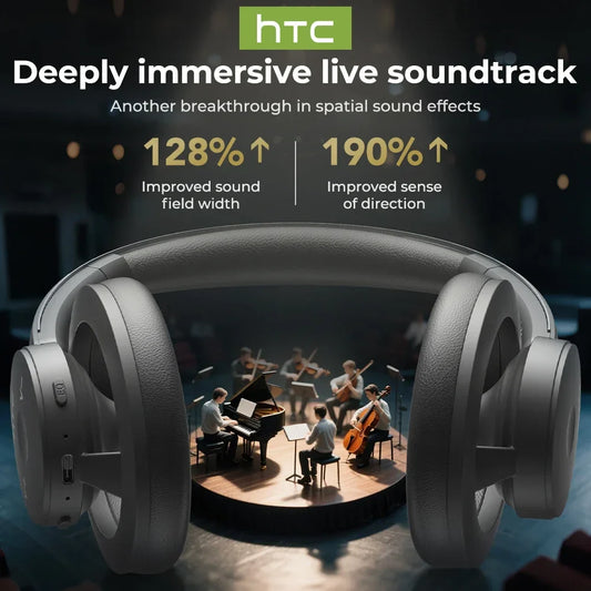HTC HP06 Open-Ear Wireless Headphones Bluetooth V6.0 Airy Foldable AI Translate Headset for PC Laptop Phone TV Ultralight Hollow