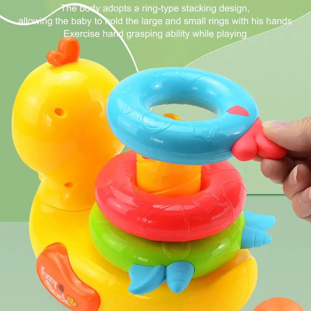 Moving Duck Toys Electric Duck Teether Ring Colorful Interactive Electric Children Toy With Music And Lights For Home - THOOBO!