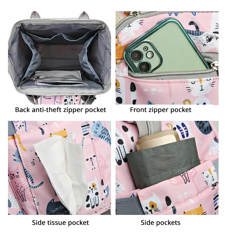 JoyTrail Mommy Backpack — Lightweight Printed Nylon Maternity & Baby Travel Bag with Large Capacity