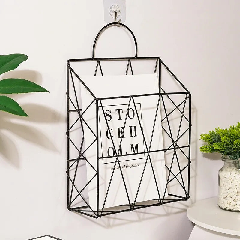 Wall Newspaper Magazine Racks Nordic Metal Iron Wall Hanging Holder Book Shelf Storage Organizer DIY Home Storage Decoration - THOOBO!