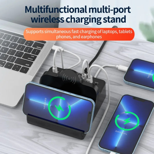 1100W GaN USB C Charger Station Fast Wireless Charging Type C QC3.0 PD3.0 100W Quick Charge For iPhone 16 Xiaomi Samsung Laptop