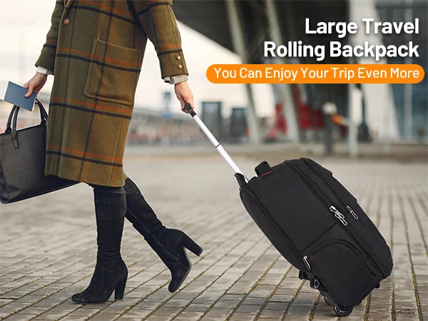 OIWAS AeroRoll 20" Convertible Trolley Backpack — Waterproof Business & Travel Carry-On with Laptop Compartment