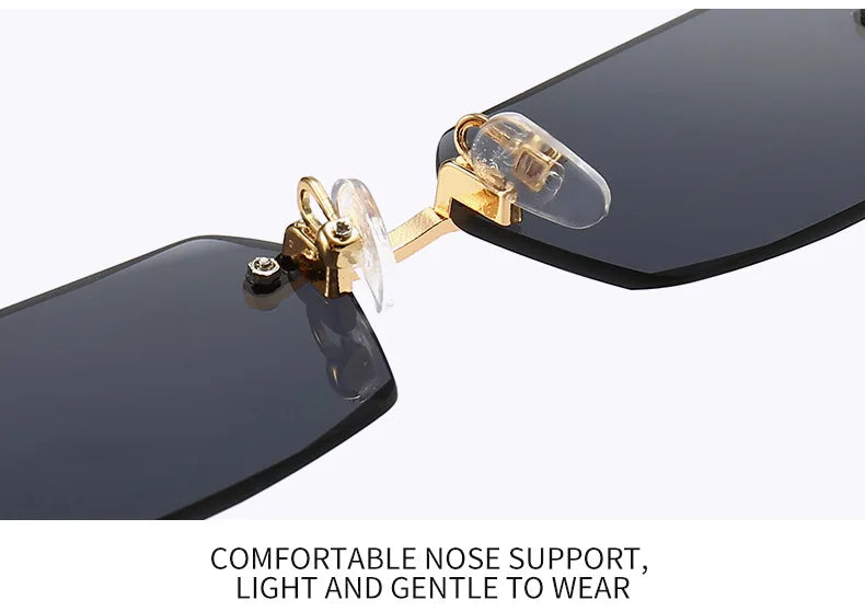 Rimless Sunglasses Rectangle Fashion Popular Women Men Shades Small Square Sun Glasses For Female Male Summer Traveling Oculos - THOOBO!