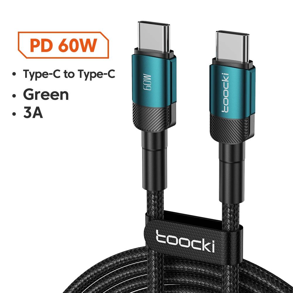 Toocki 100W Type C to USB C Cable PD 3.0 Quick Charge 4.0 Fast Charging Type C to Type C for iPhone 15 Macbook Samsung Xiaomi - THOOBO!