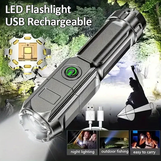UltraZoom 4-Mode Tactical LED Flashlight – USB Rechargeable, Waterproof & Telescopic - THOOBO!