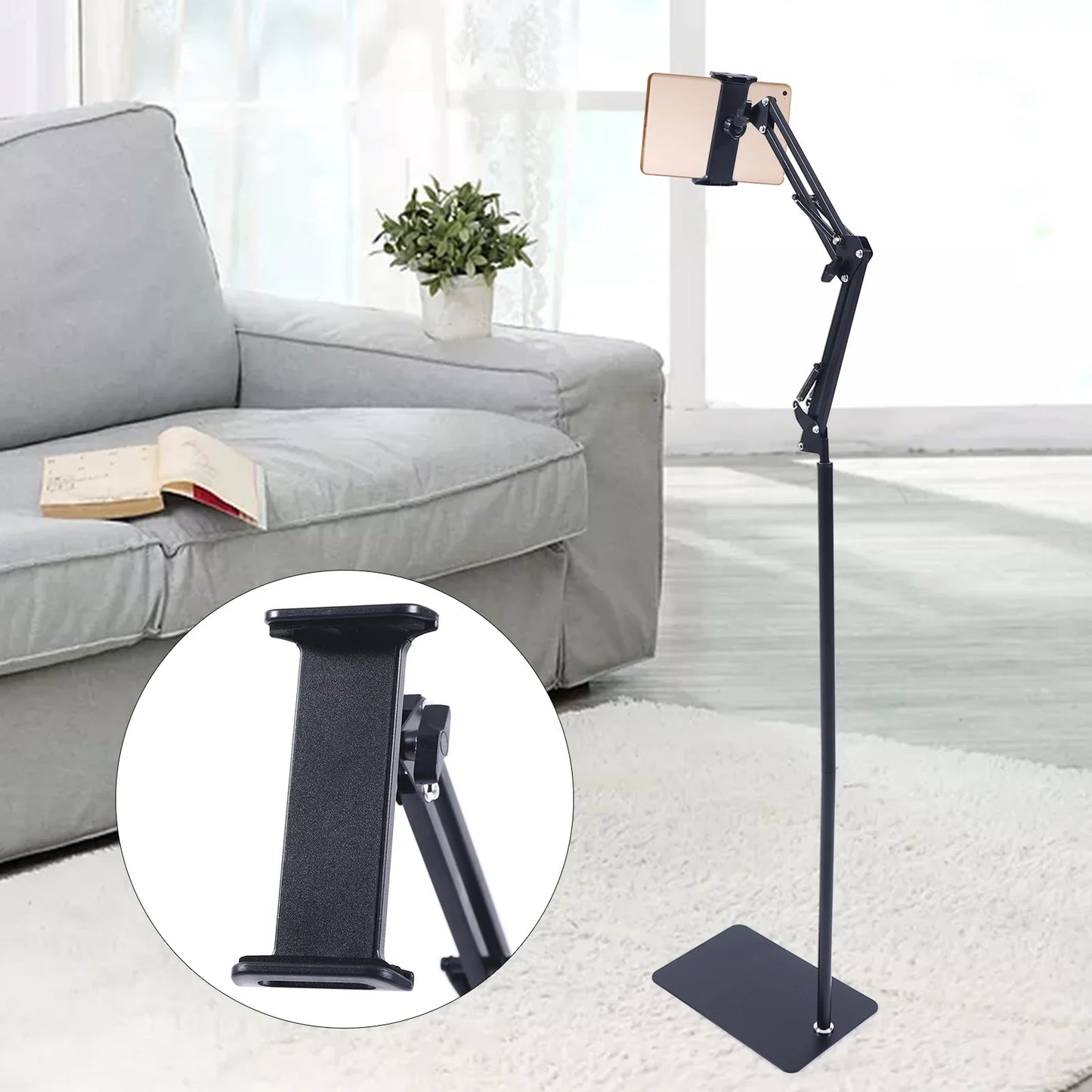 Universal Ipad Stand Floor Tablet Bracket Adjustable Flexible Rotation Phone Holder 360° rotating Stand Support 4.72-7.09in