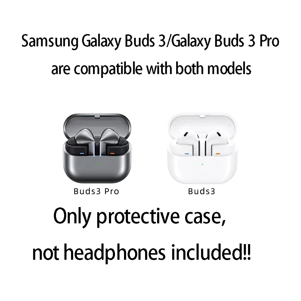 Luxury Oil Skin+PC Case For Samsung Galaxy Buds3 Earphone Shockproof Cover For Buds 3 Pro Protective Sleeve With keychain