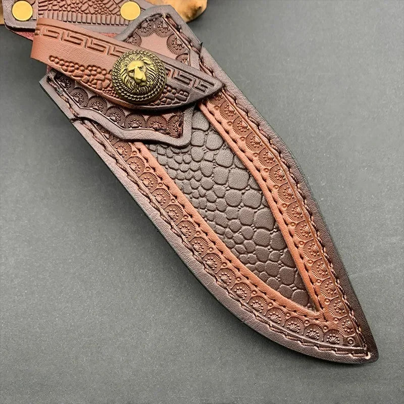 Ironhide EdgeGuard Leather Knife Sheath — Handcrafted Cowhide Belt Sheath with Buckle Pocket for Everyday Carry