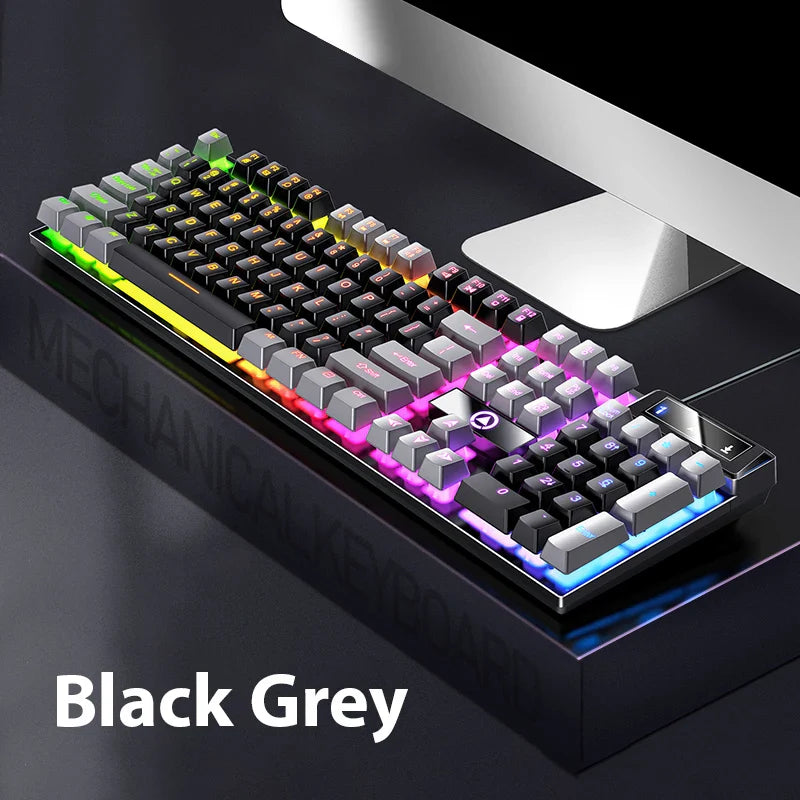 K500 Keyboard Mixed Color White Pink Keycaps 104 Keys Wired Gaming Keyboard for Laptop PC