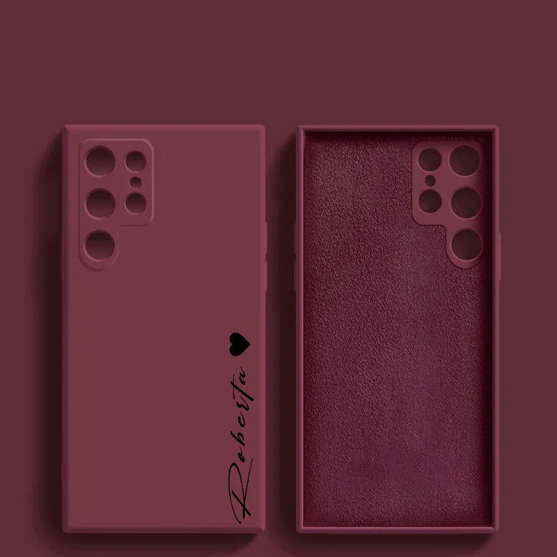 S24 S23 Ultra 5g Case Personalised Customized Name Liquid Silicone Cover For Samsung Galaxy S24 S23 S22 S21 Ultra Plus S20FE