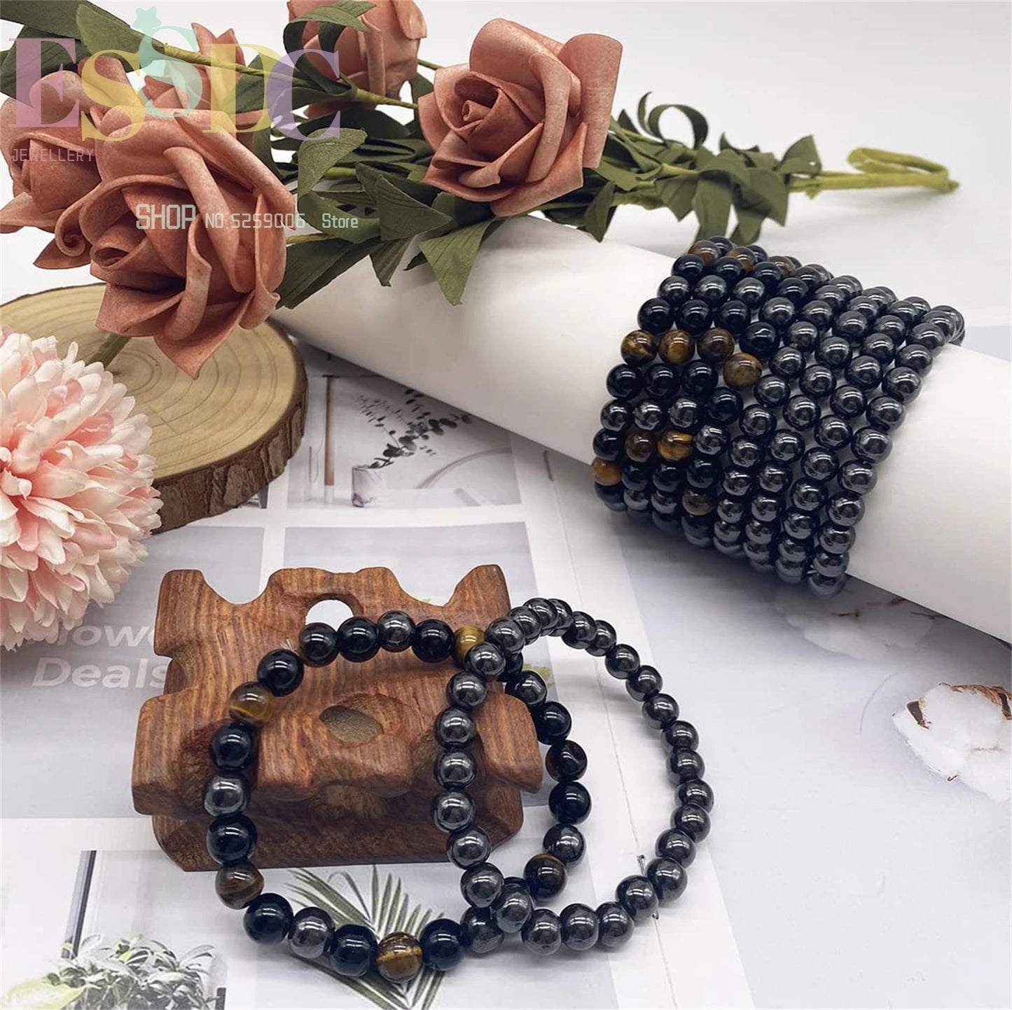 Tiger Eye & Hematite Energy Bracelet – Magnetic Healing Beads for Strength, Balance & Happy Vibes ✨