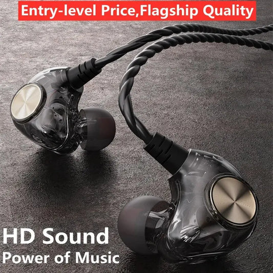 Dynamic HiFi Wired Earphone In Ear Monitor Sport Headphones Bass Stereo Gaming Noise Cancelling Headset Music Earbuds With Mic