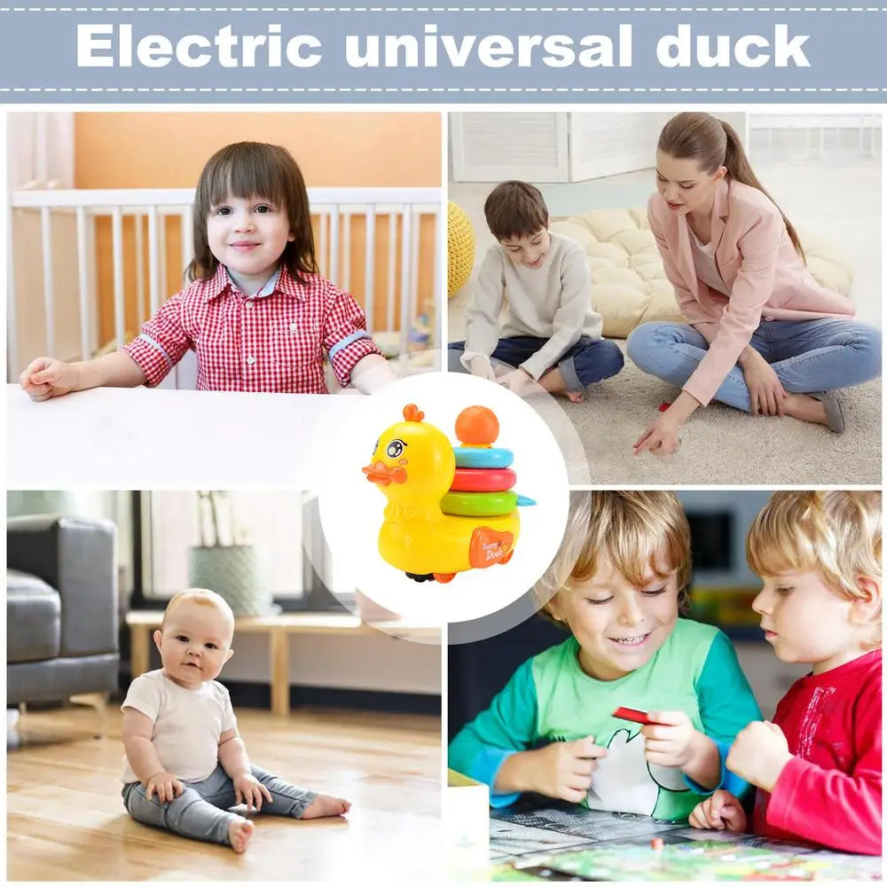 Moving Duck Toys Electric Duck Teether Ring Colorful Interactive Electric Children Toy With Music And Lights For Home - THOOBO!