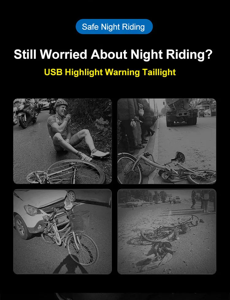 USB Rechargeable Bike Light Taillight Easy to Install 3 Modes Bicycle Light Accessories for the Bicycle - THOOBO!