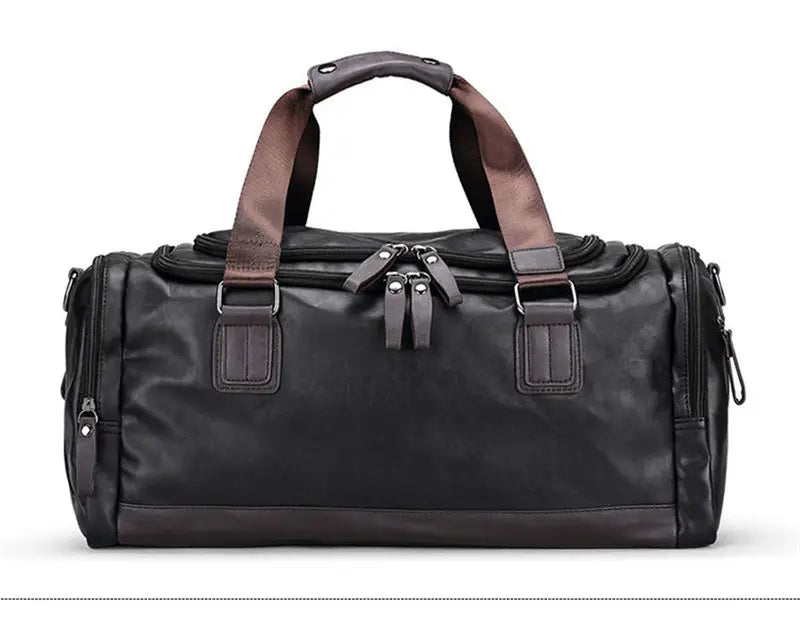ApexMode Luxe — Men’s PU Leather Gym & Travel Duffle Bag With Shoulder Strap