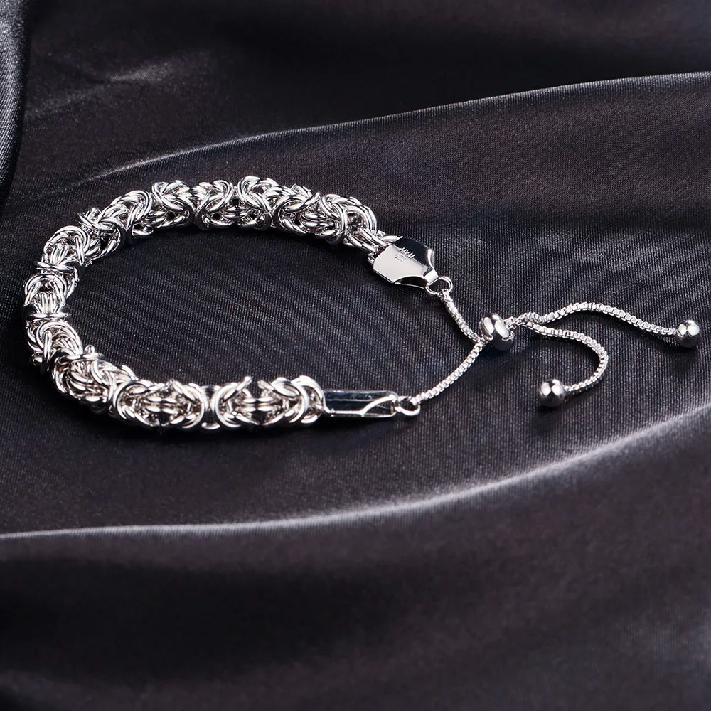 Imperial Pulse S925 Silver Byzantine Chain | Italian Rock Royalty Bracelet For Men & Women ⚡