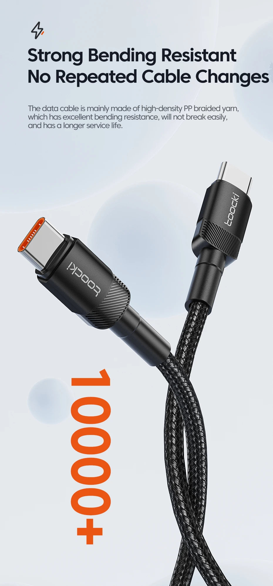 Toocki 100W Type C to USB C Cable PD 3.0 Quick Charge 4.0 Fast Charging Type C to Type C for iPhone 15 Macbook Samsung Xiaomi - THOOBO!