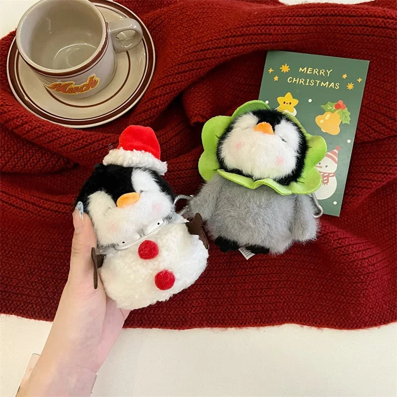 Christmas Penguin Plush Case for AirPods 4 Airpod 1 2 3 Pro Pro2 Bluetooth Earbuds Charging Box Protective Earphone Case Cover