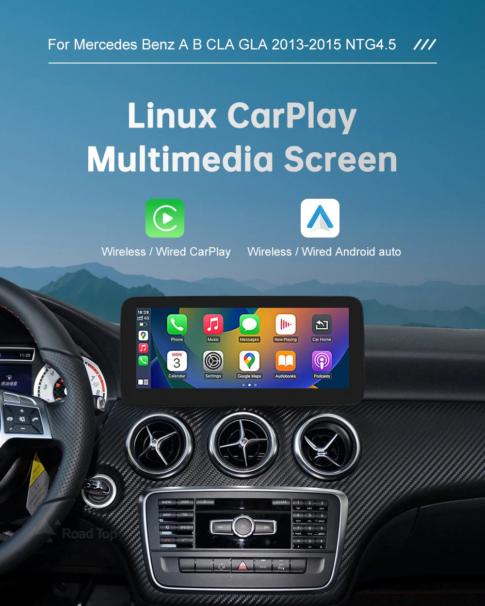 Road Top 12.3" Wireless CarPlay & Android Auto Screen for Mercedes-Benz Magic 🎶✨