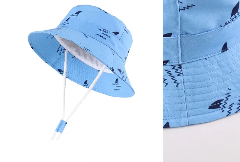 Shark Splash Baby Sun Hat – playful bucket cap with summer-proof UV defense