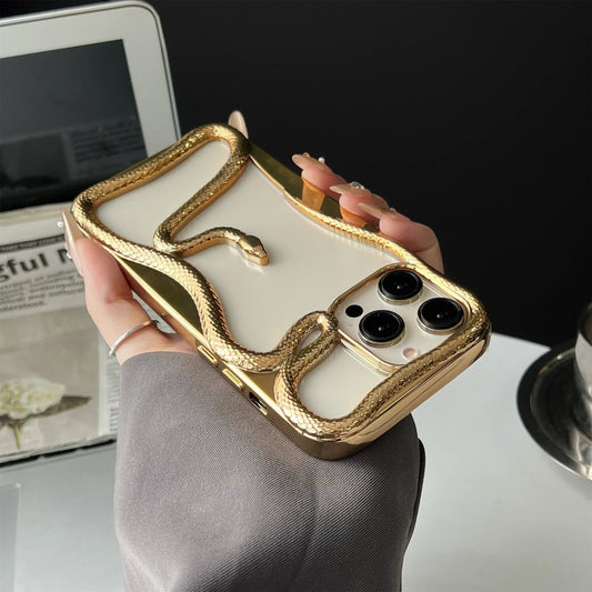 New 3D  Snake Pattern Matte Phone Case for iPhone 15 16 Pro Max 13 12 15 16 Pro 16 Plus Hollow Slim Shockproof Protective Cover