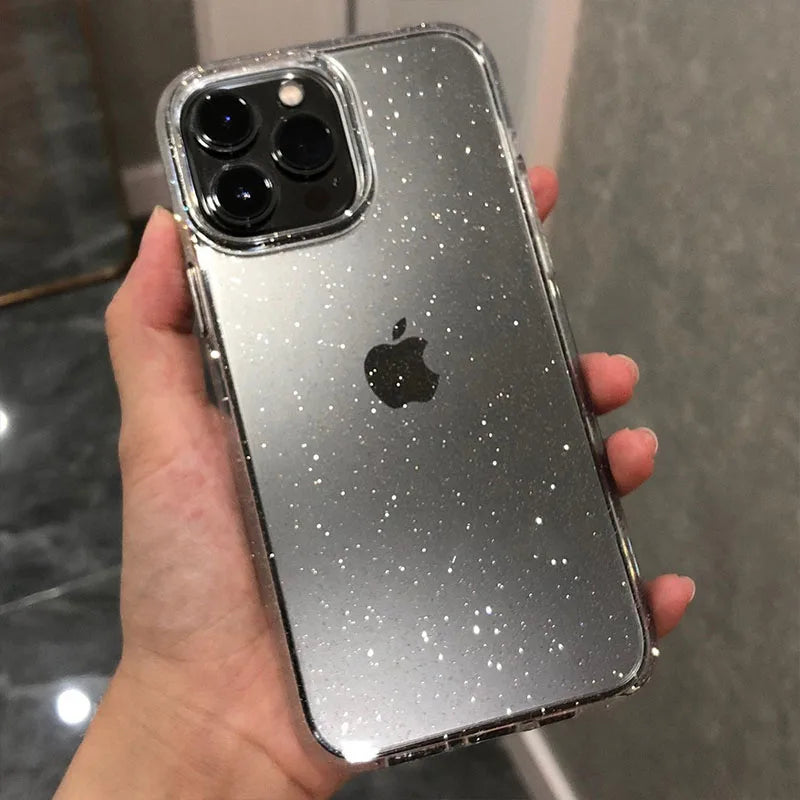 THOOBO! GlitzSnap LuxeCase – Transparent Glitter Bumper Cover for iPhone 16/15/14/13/12/11 Pro Max Mini (Shockproof, Washable, Non-Slip Bling!)