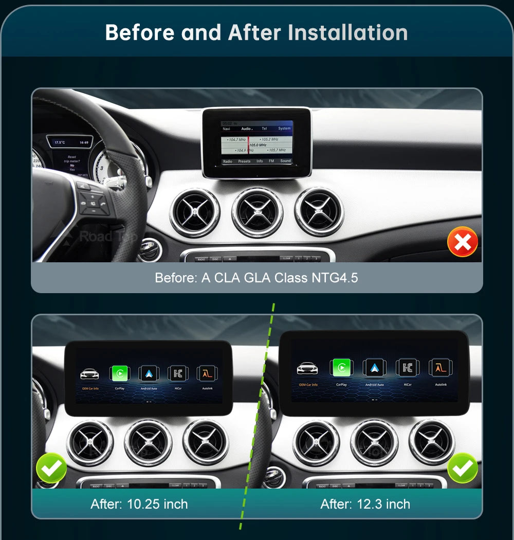 Road Top 12.3" Wireless CarPlay & Android Auto Screen for Mercedes-Benz Magic 🎶✨