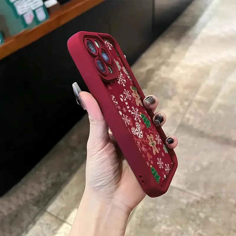 Winter Christmas Design Phone Case For iPhone 16 15 14 13 Pro Max 11 12 X XR XS Max 16E 7 8 Plus Shockproof Soft Silicone Cover