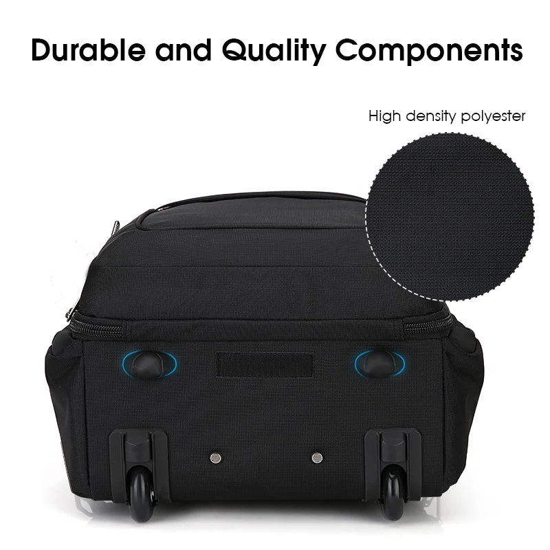 OIWAS AeroRoll 20" Convertible Trolley Backpack — Waterproof Business & Travel Carry-On with Laptop Compartment