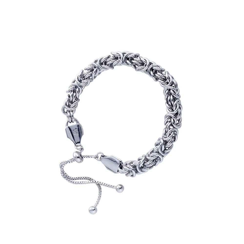 Imperial Pulse S925 Silver Byzantine Chain | Italian Rock Royalty Bracelet For Men & Women ⚡
