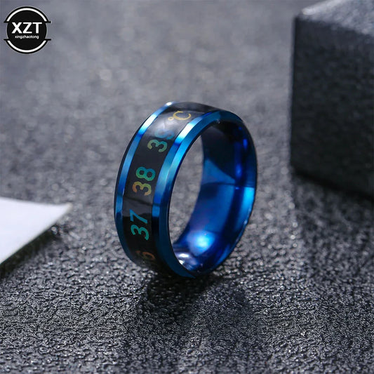 Multifunctional Waterproof Intelligent Smart Temperature Couple Ring Titanium Steel Finger Jewelry Fingertip Temperature Sense