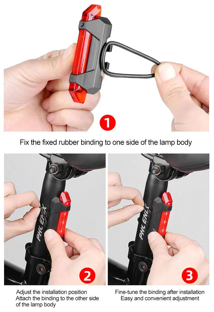 USB Rechargeable Bike Light Taillight Easy to Install 3 Modes Bicycle Light Accessories for the Bicycle - THOOBO!
