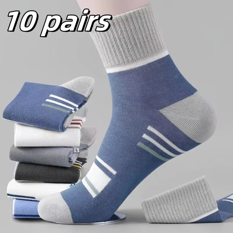 10pairs Breathable Cotton Sports Stockings Men Bamboo Fiber Autumn and Winter Men Socks Sweat Absorption Deodorant Business Sox - THOOBO!